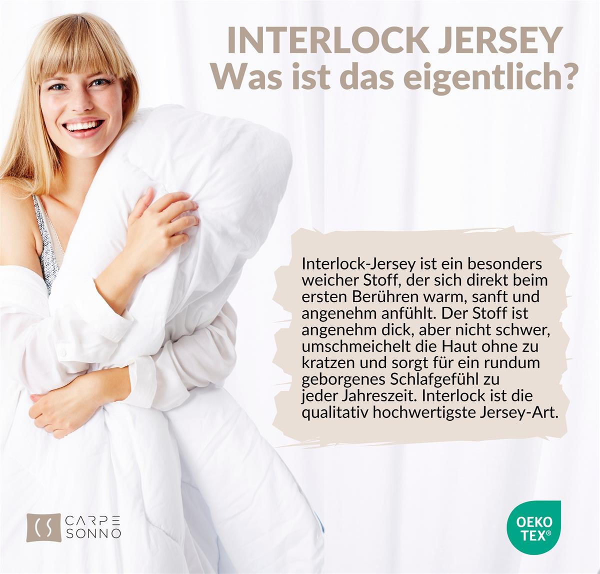 BETTWÄSCHE 155x220 Interlock Jersey Bettbezug einfarbig Baumwolle Weiß Uni - Made in Germany - Weiß, Textil (155/220cm) - Carpe Sonno