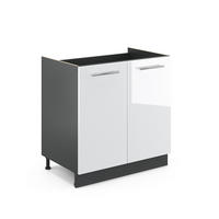 SPÜLENUNTERSCHRANK Fame-Line Weiß Hochglanz 80 cm ohne AP - Weiß Hochglanz/Anthrazit, Holzwerkstoff (80/82/51.6cm) - Vicco