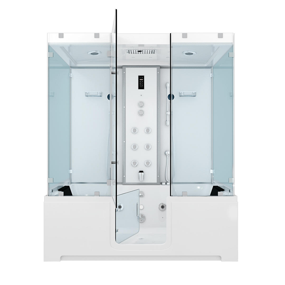 BADEWANNE mit Tür Dusche K88-WS-EH-B-SC-EA - Weiß, Glas/Kunststoff (100/228/180cm) - AcquaVapore by Sandra Jentho