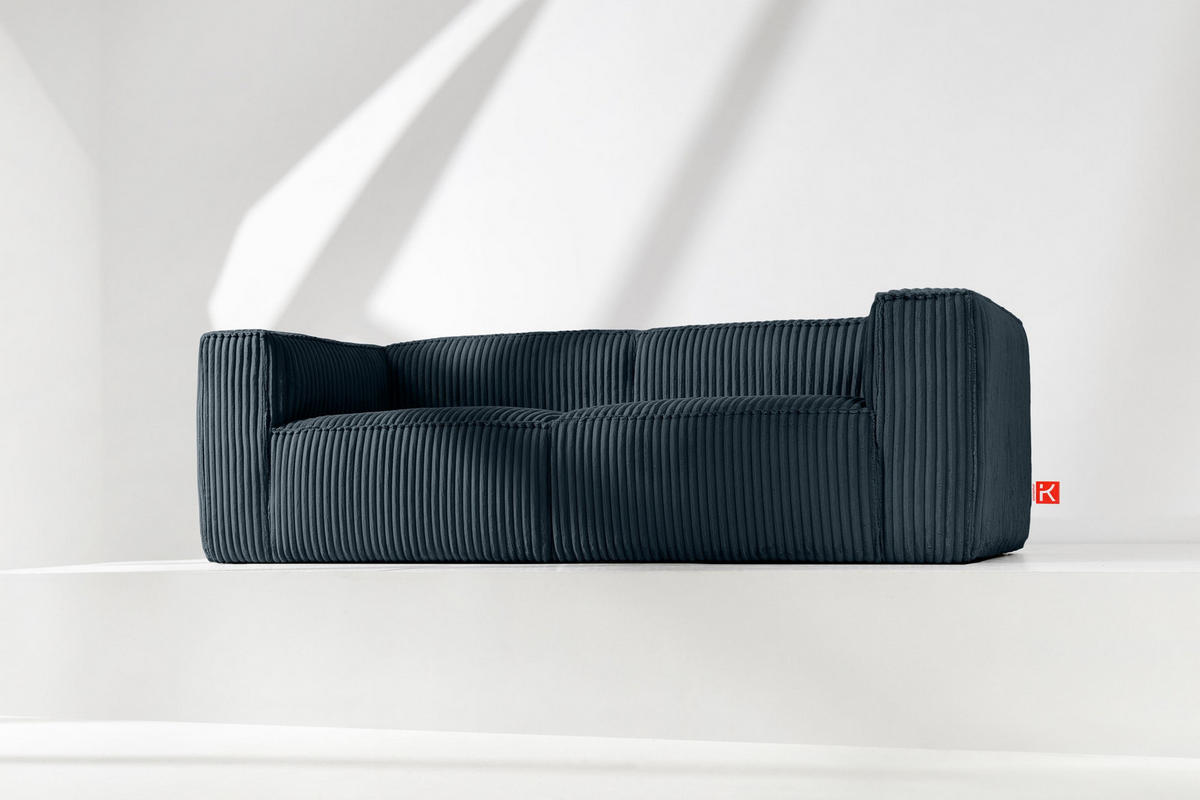 3-SITZER-SOFA FEROX Modern, Cord-Stoff, marineblau - Blau/Grün, Textil (246/73/96cm) - KONSIMO®