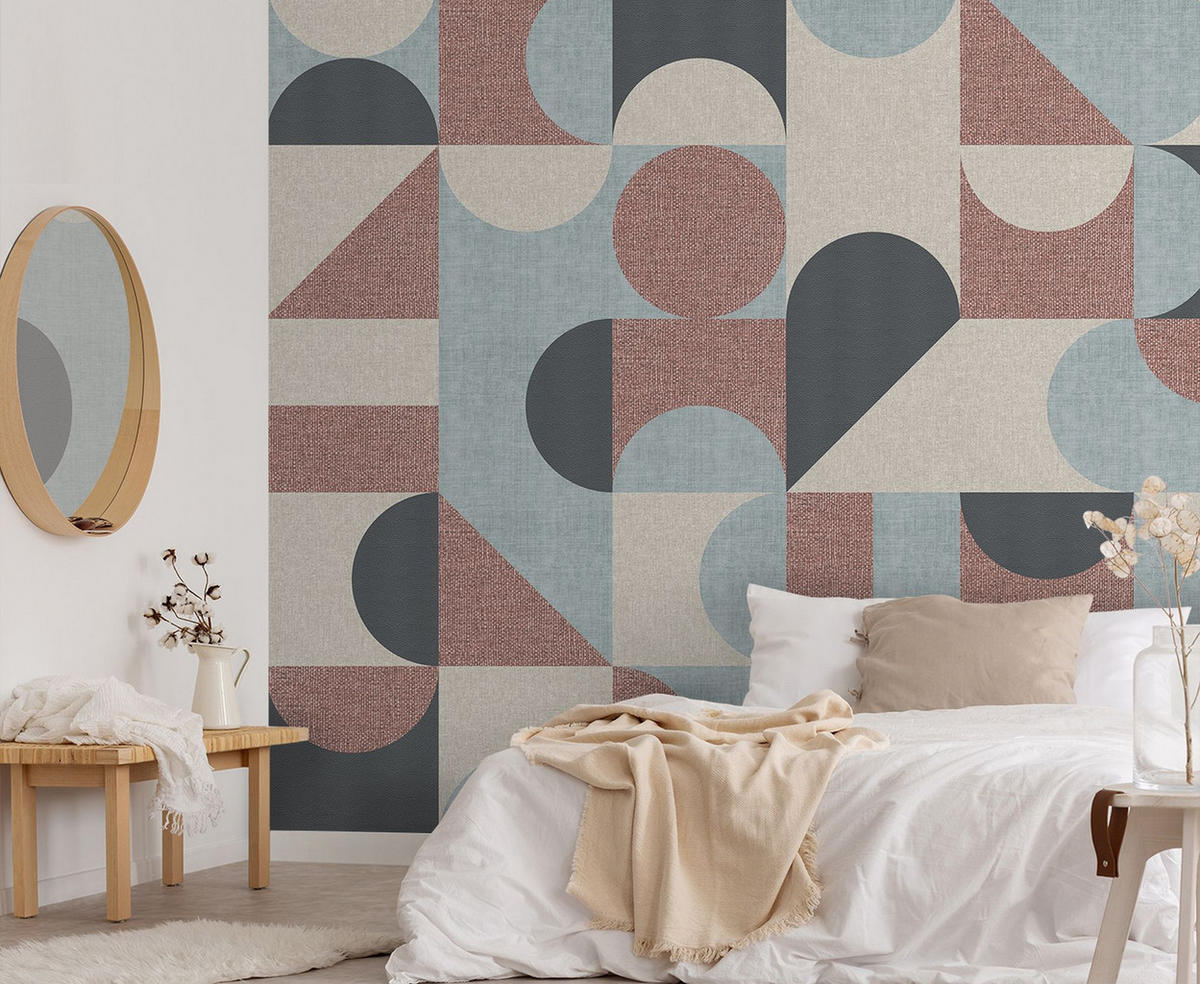 FOTOTAPETE Kreise im Bauhaus-Stil 318 x 280 cm - Terracotta, Papier (318/280cm) - Sanders & Sanders