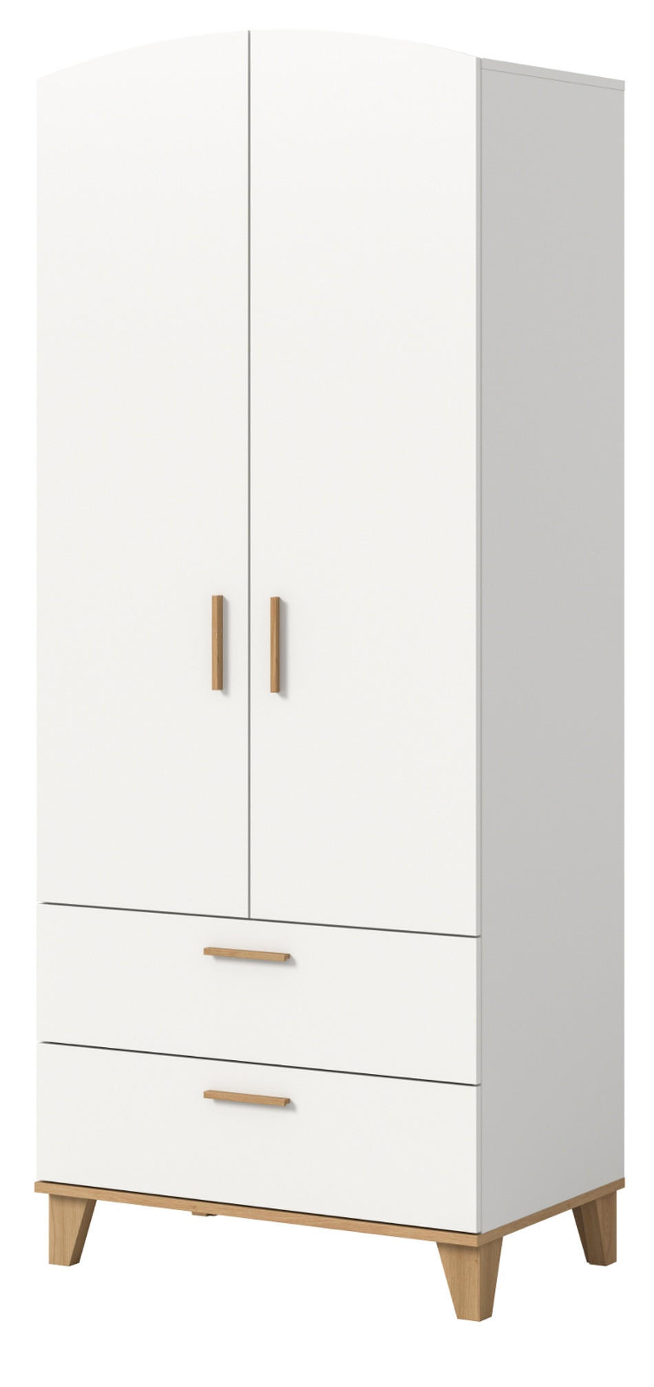 KLEIDERSCHRANK in weiß, Eiche Artsian 81 x 194 cm, Drehtürenschrank 2-türig skandinavisch - Eichefarben/Weiß, Holzwerkstoff (81/198/51cm) - Inn.Furn