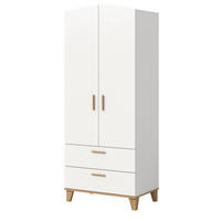 KLEIDERSCHRANK in weiß, Eiche Artsian 81 x 194 cm, Drehtürenschrank 2-türig skandinavisch - Eichefarben/Weiß, Holzwerkstoff (81/198/51cm) - Inn.Furn