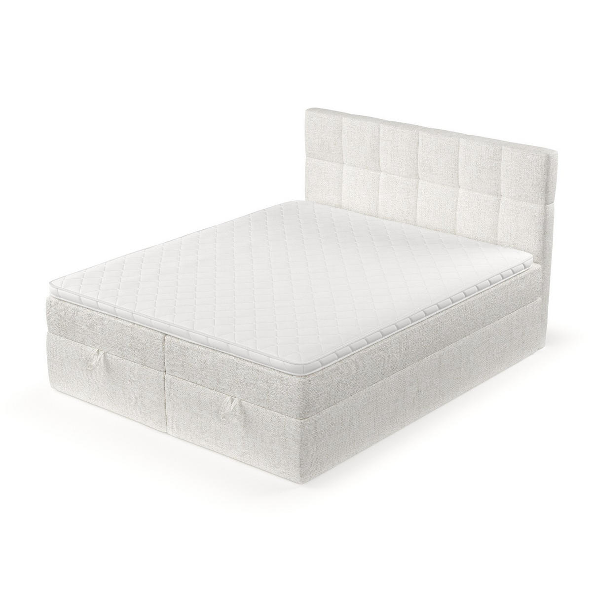 BOXBETT Savio 180/200 cm Creme im Neve Stoff - Creme/Schwarz, Holz/Holzwerkstoff (180/200cm) - AltaBeds