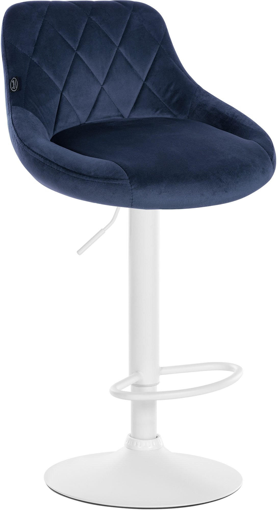 BARHOCKER 2er Set Samt blau - Blau/Weiß, Textil/Metall (46/83/49cm) - CLP