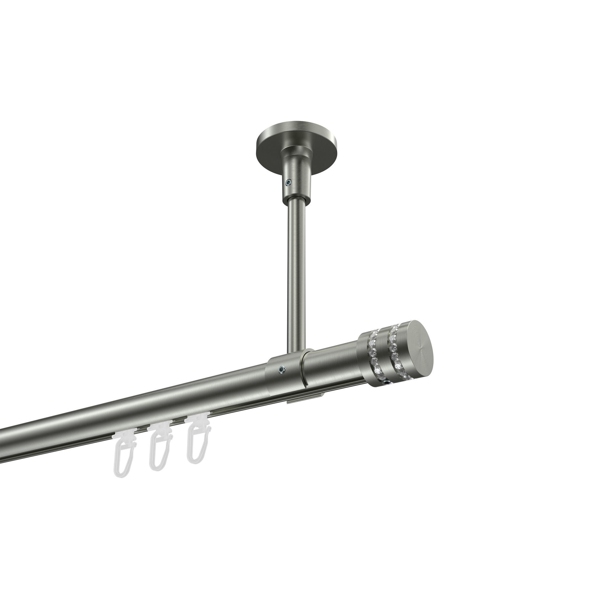 INNENLAUF-GARDINENSTANGEN-SET Sonette Estana 400 cm (geteilt in 2 x 200 cm), 1-läufig, 20 mm Ø Edelstahl-Optik - Edelstahlfarben, Metall (400cm) - INTERDECO