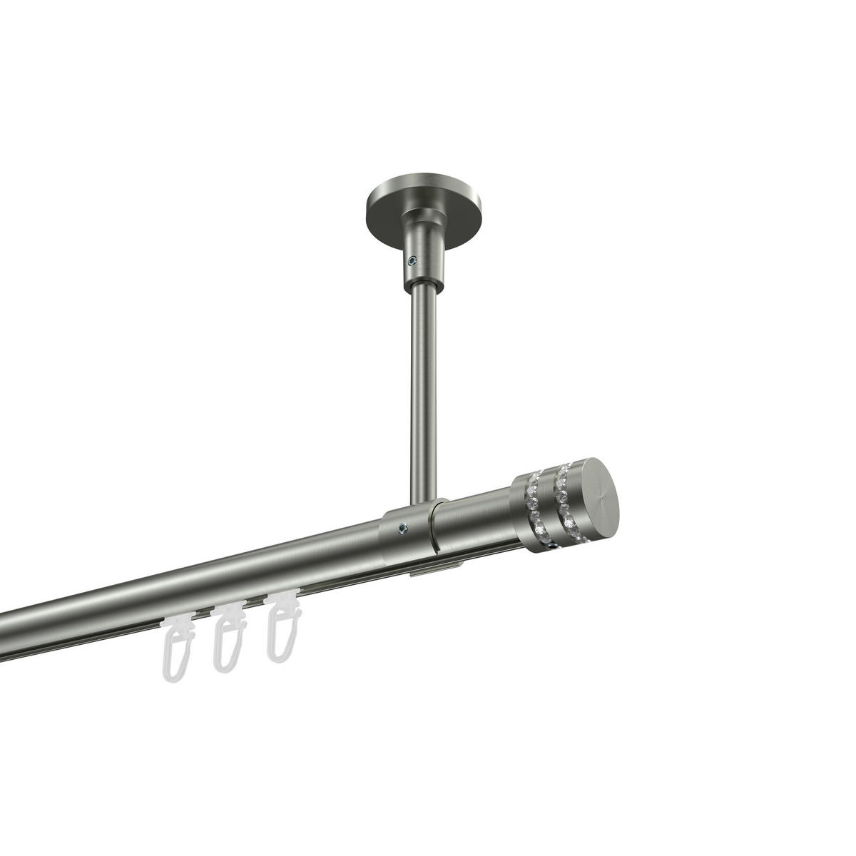 INNENLAUF-GARDINENSTANGEN-SET Sonette Estana 180 cm, 1-läufig, 20 mm Ø Edelstahl-Optik - Edelstahlfarben, Metall (180cm) - INTERDECO