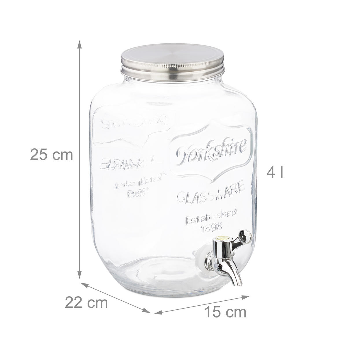 2XDÁVKOVAČ nápojov - priehľadné, kov/plast (4L) - Relaxdays