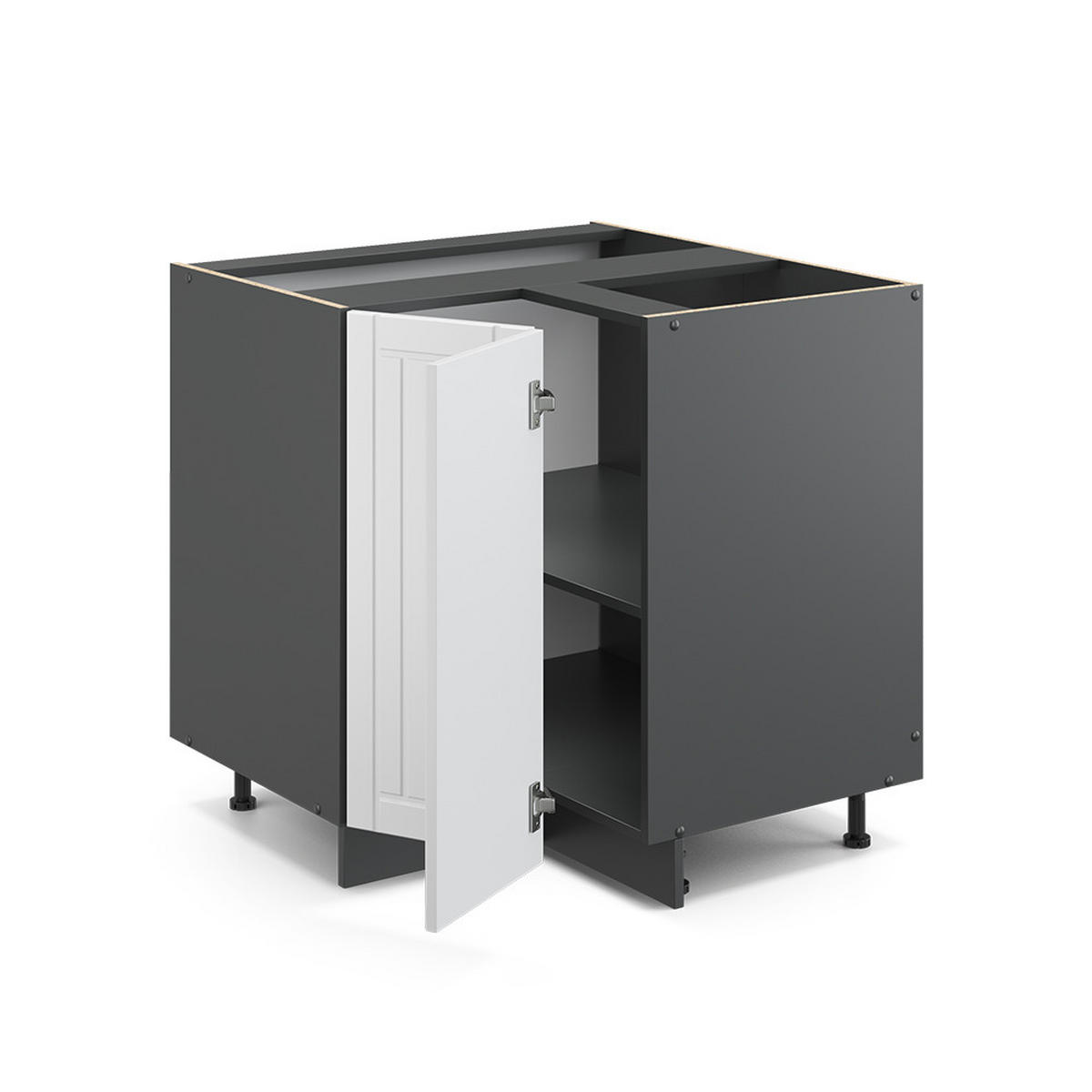 ECKUNTERSCHRANK Fame-Line Weiß Landhaus 80.5 cm, AP Marmor - Anthrazit/Weiß, Holzwerkstoff (80.5/82/60cm) - Vicco