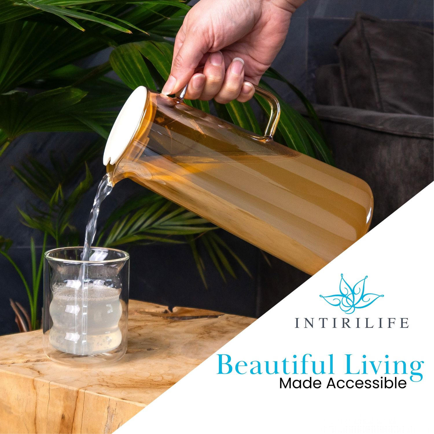 KARAFFE 1.4 Liter - Gelb, Glas (1.7L) - Intirilife