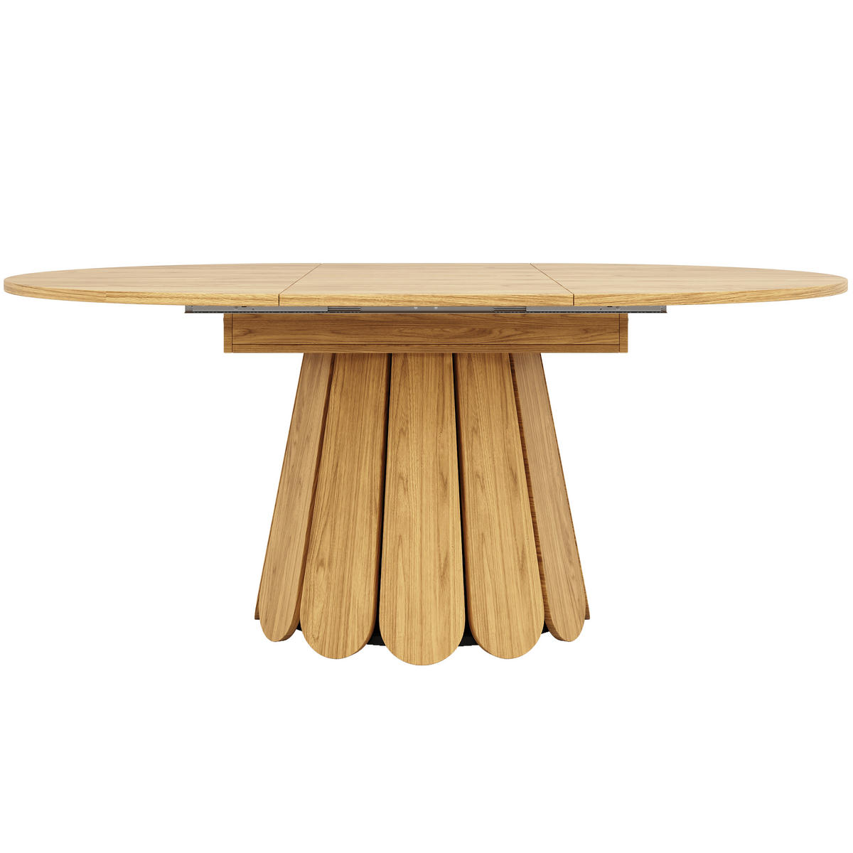 ESSTISCH rund mit Holzoptik erweiterbar zu Oval 118-158 cm - Naturfarben, Glas/Holzwerkstoff (118/118/76cm) - EVRYAE