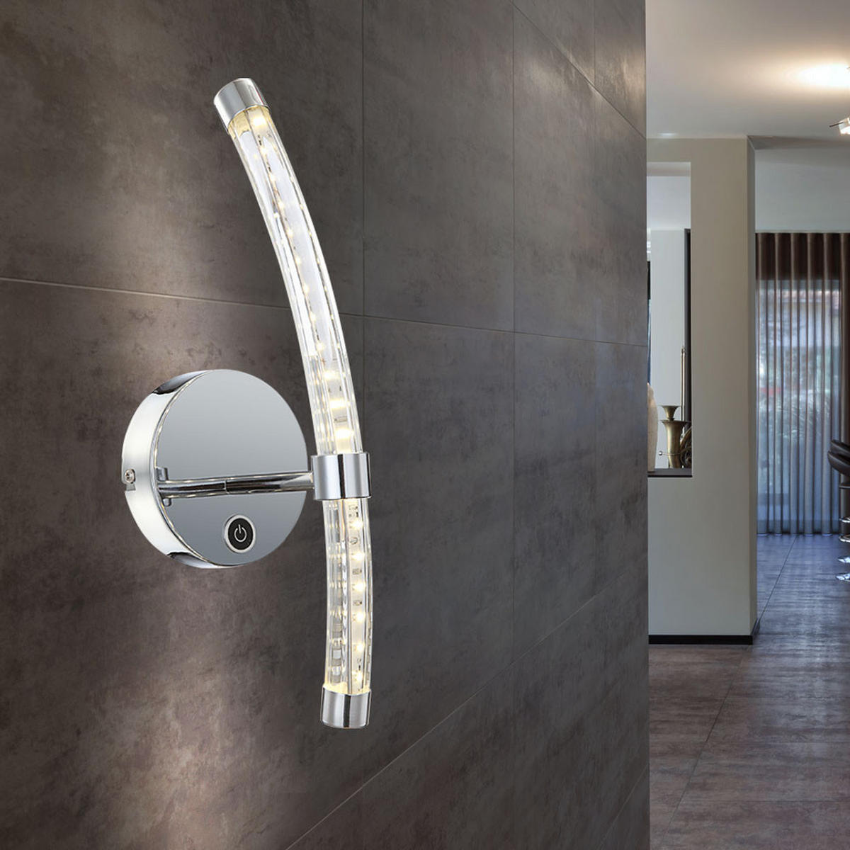 LED WANDLEUCHTE HYPERION Silber Glas - Silberfarben, Glas (12/37/14.2cm) - Globo Lighting