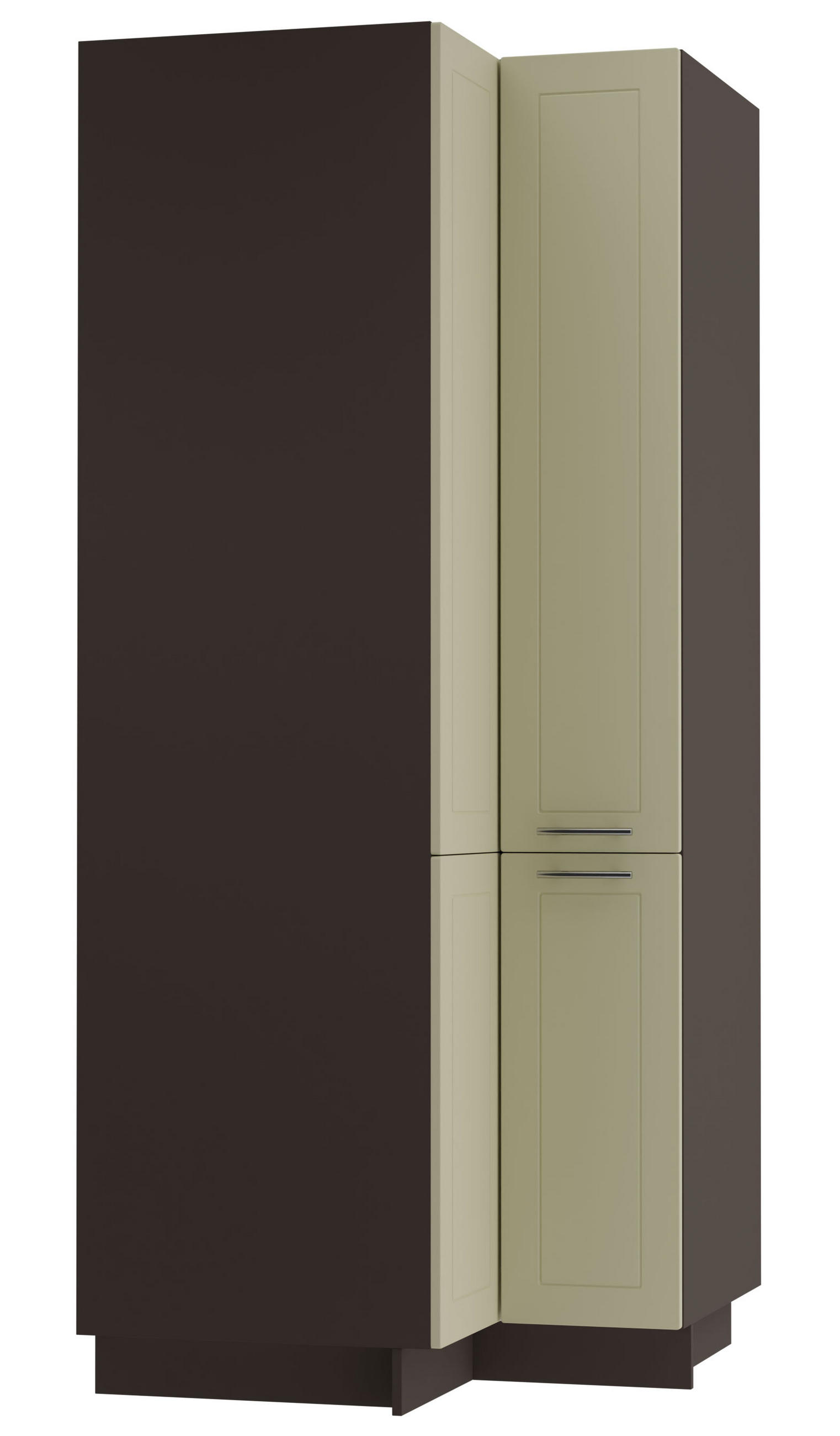 ECKVORRATSSCHRANK Kvantum D24N/207 Lava / Vanille Matt - Dunkelgrau/Anthrazit, Holz/Holzwerkstoff (90/207/90cm) - Feldmann-Wohnen