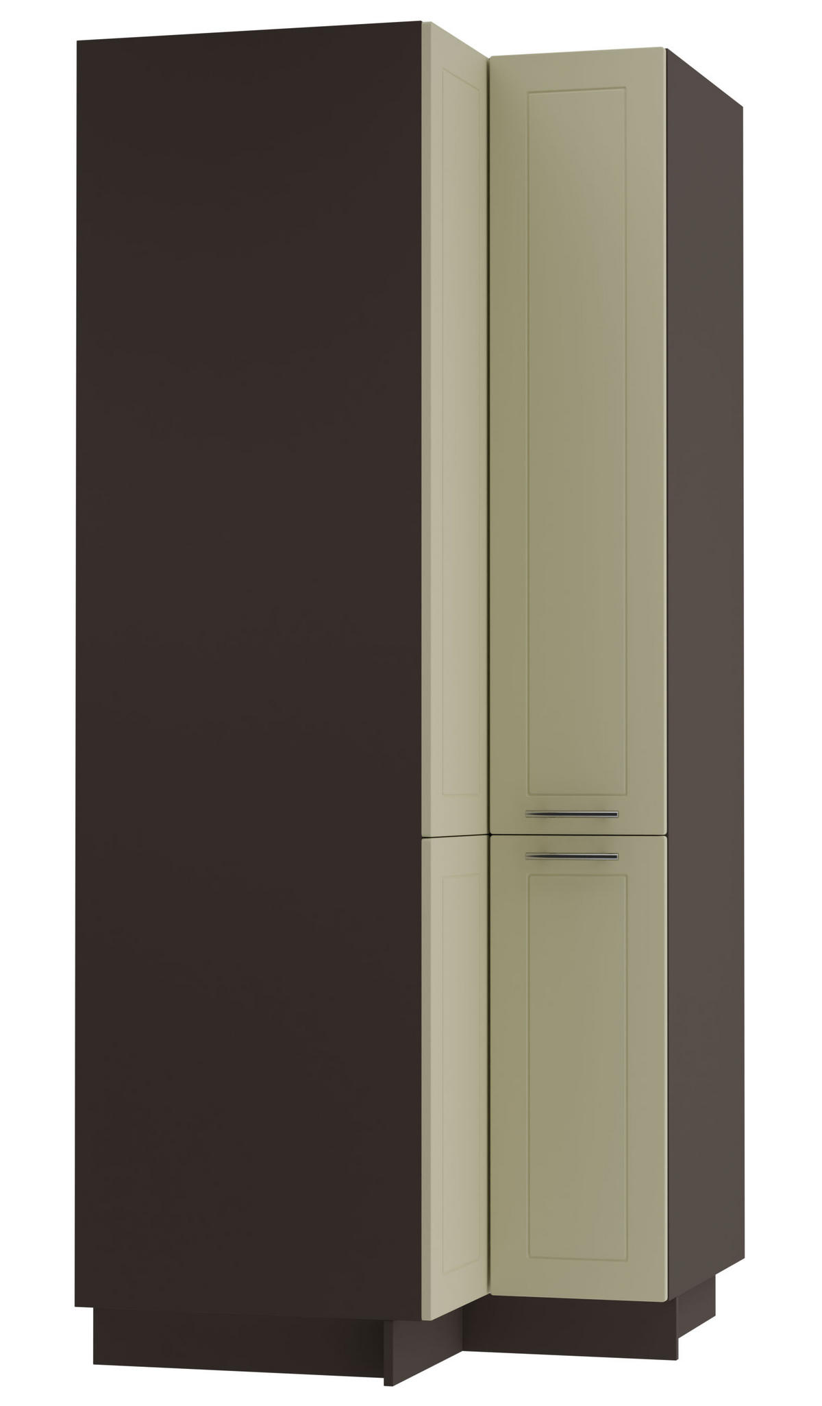 ECKVORRATSSCHRANK Kvantum D24N/207 Lava / Vanille Matt - Dunkelgrau/Anthrazit, Holz/Holzwerkstoff (90/207/90cm) - Feldmann-Wohnen