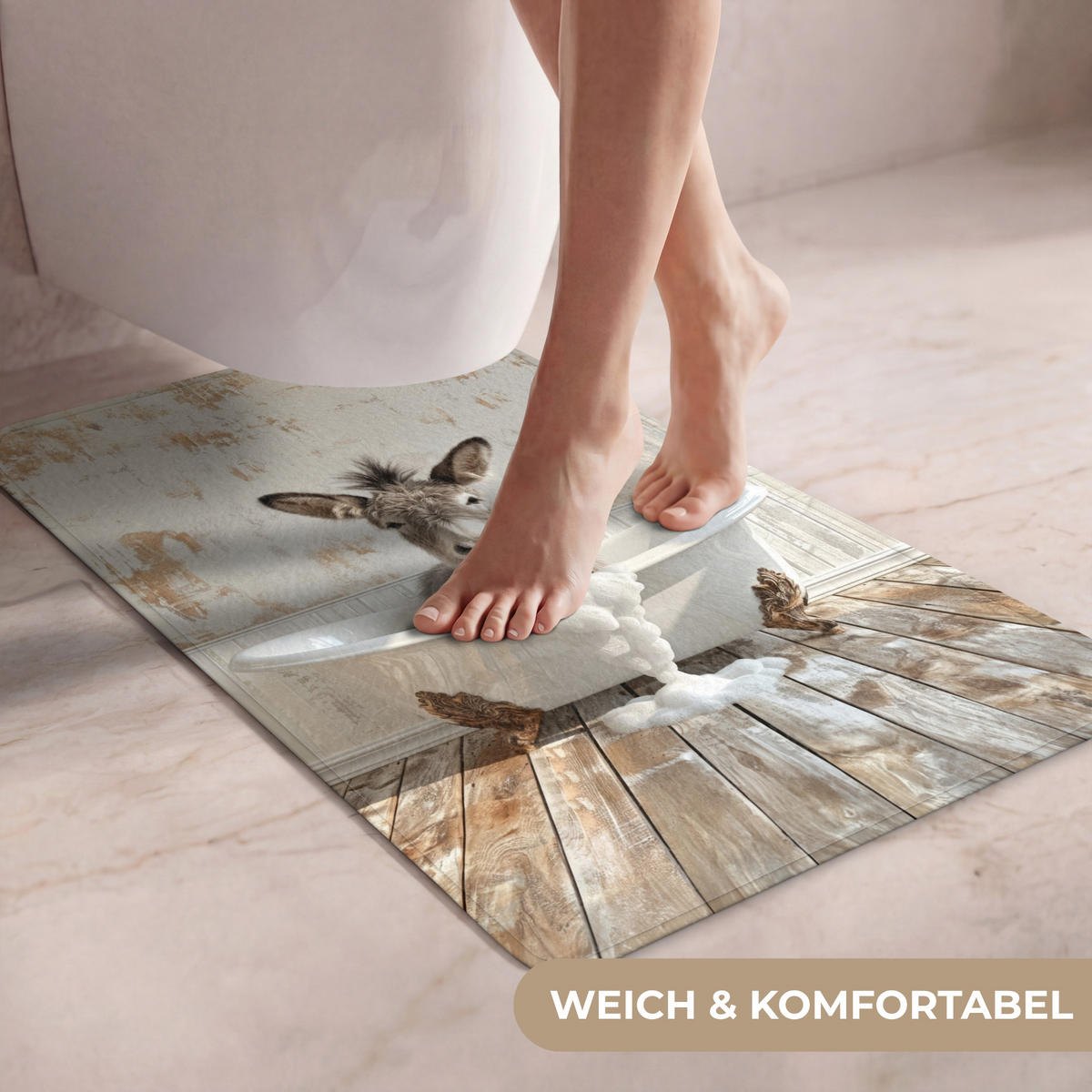 WC PŘEDLOŽKA Osel - Zvířata - Vana - Pěna 50x80 cm - krémová, textil/plast (50/1cm) - OnlyWow