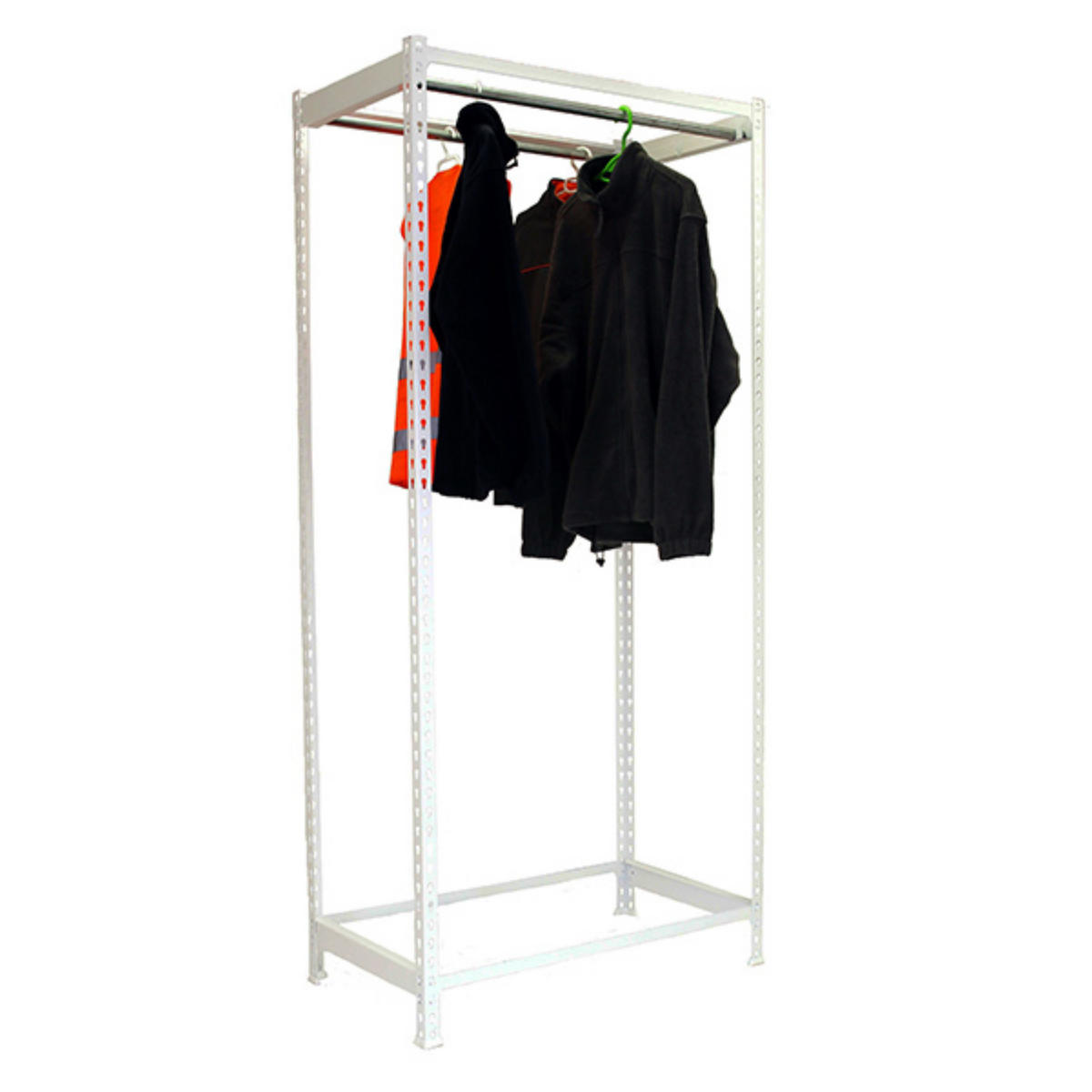 KLEIDERSTANGENREGAL Metal Einzel | HxBxT 250x120x50cm | Weiß | Kleiderständer Garderobe Klamottenregal Stangenregal Regal - Weiß, Metall (120/250/50cm) - PROREGAL
