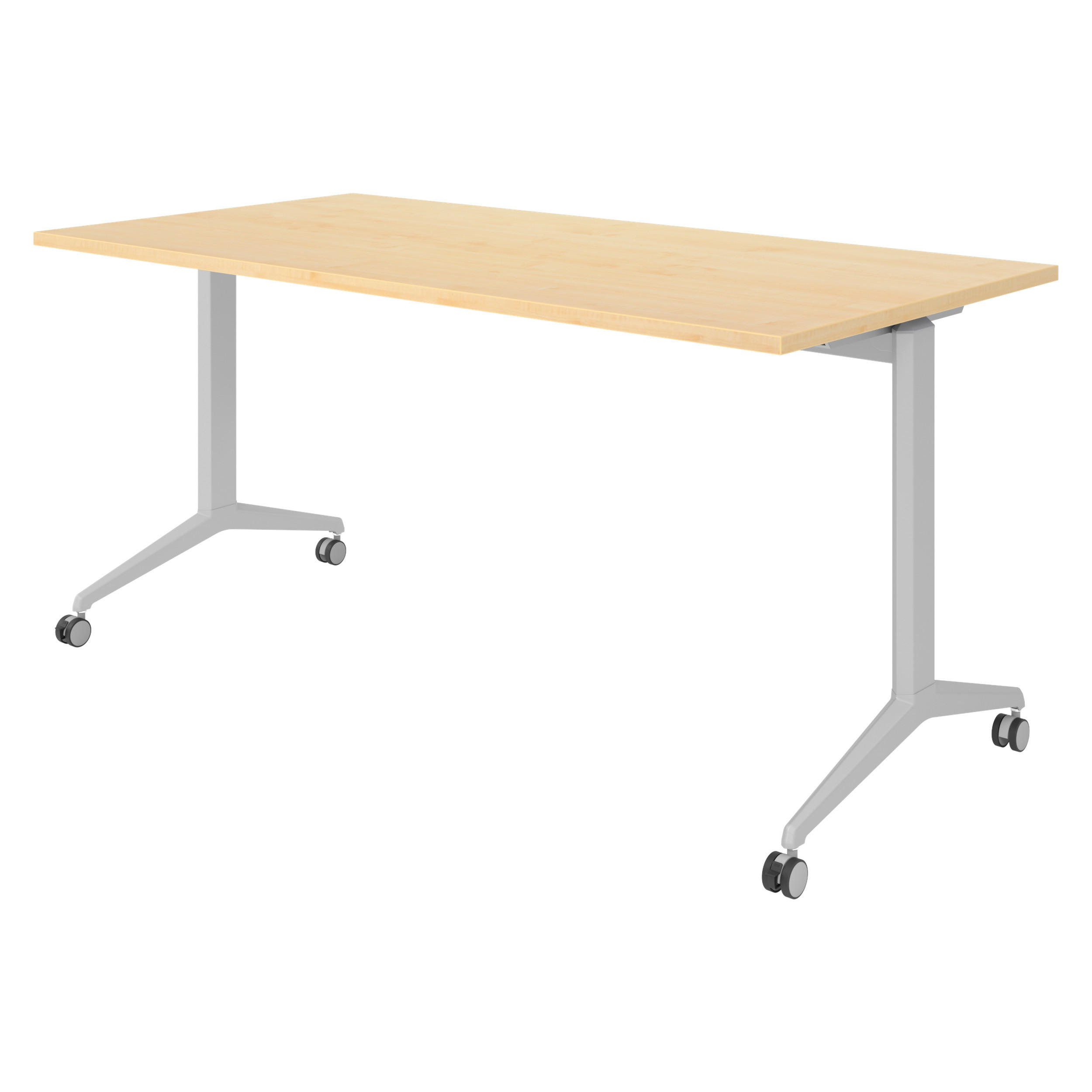 SEMINARTISCH klappbar & fahrbar 80/160/75 cm in Ahornfarben/Silberfarben - Silberfarben/Ahornfarben, Holzwerkstoff (80/160/75cm) - bümö