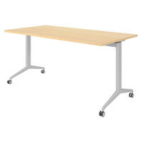 SEMINARTISCH klappbar & fahrbar 80/160/75 cm in Ahornfarben/Silberfarben - Silberfarben/Ahornfarben, Holzwerkstoff (80/160/75cm) - bümö