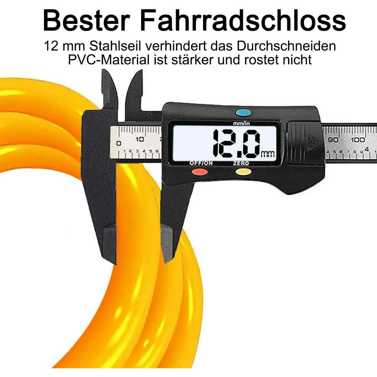 KABELSCHLOSS 120 cm mit Zahlencode und Halterung - Orange, Kunststoff (1.2/1.2/120cm)
