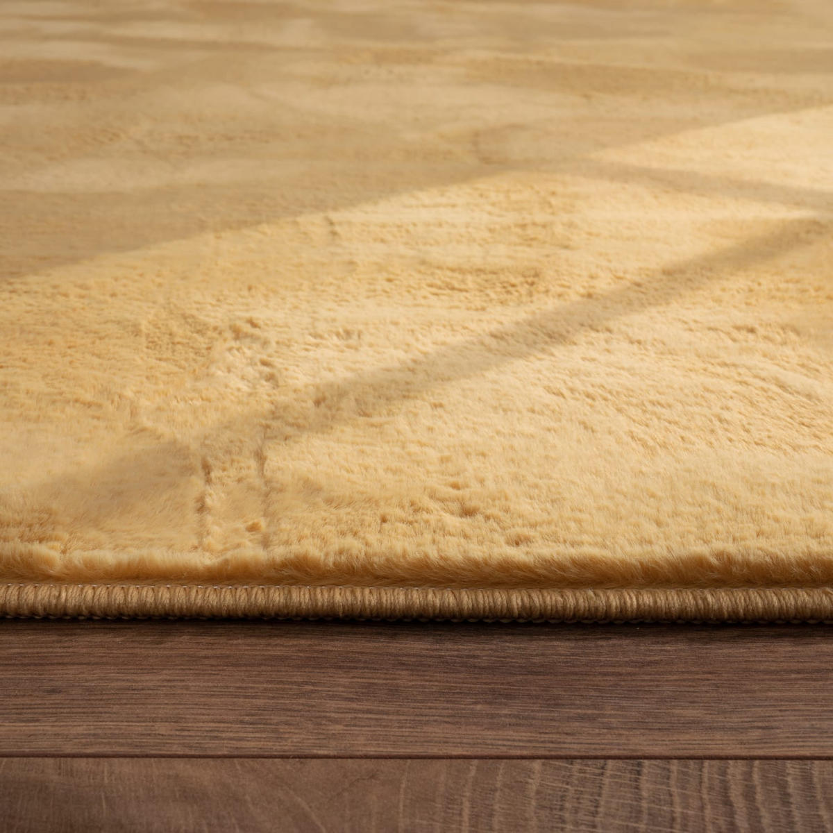 TEPPICH Kurzflor waschbar Einfarbig Wohnzimmer schmutzabweisend Gelb Rund 120D - Gelb, Textil (120/120cm) - KADIMA DESIGN