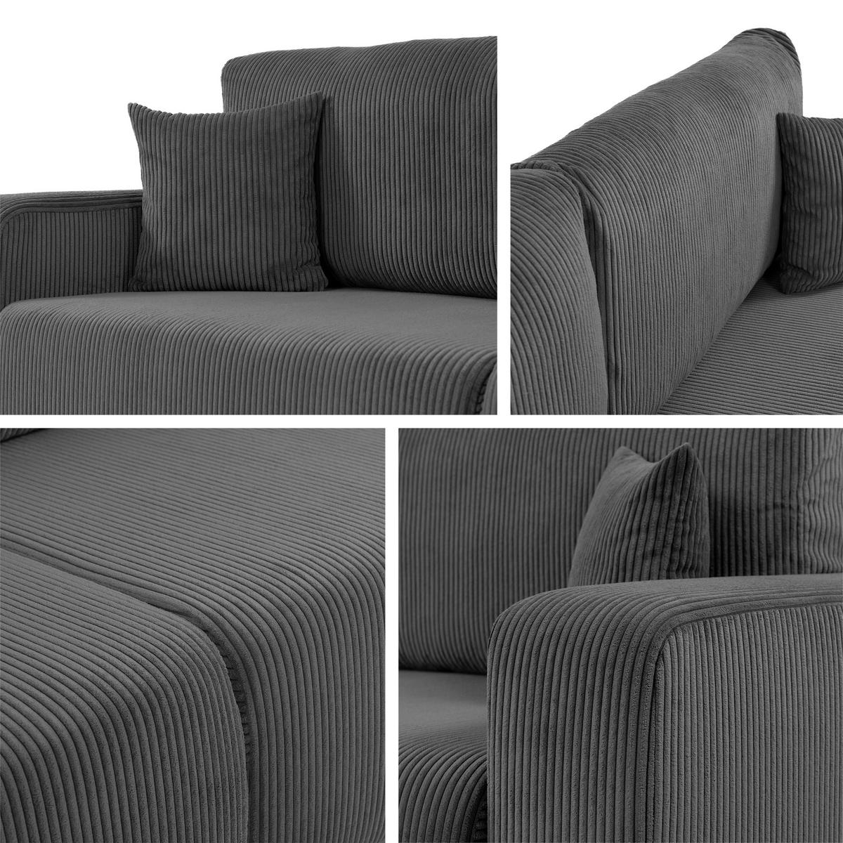 SCHLAFSOFA Piano Cord - Schwarz/Rosa, Holz/Kunststoff (245/82/92cm) - MIRJAN24