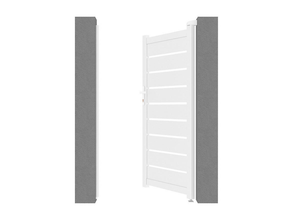 EINGANGSTOR - 100cm x 4.6cm - Aluminium - weiß - PRIMO - Weiß, Metall (100/178cm) - Vente-Unique