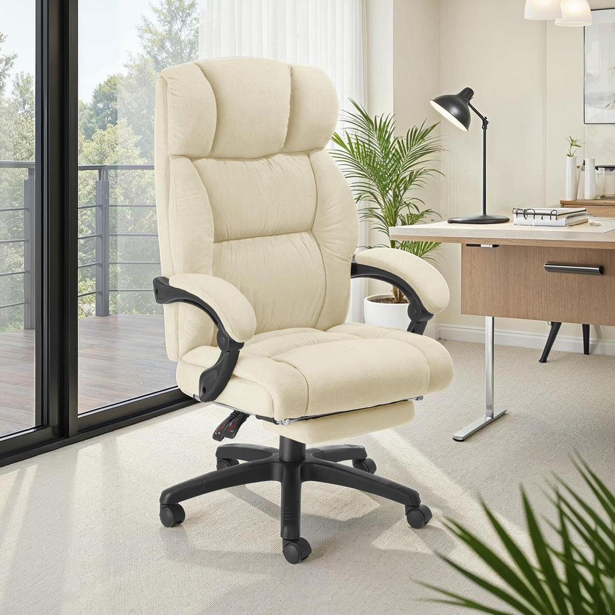 BÜROSTUHL Jillien,Belastbarkeit 120 kg,beige - Beige, Kunststoff (64/115/118cm) - tectake