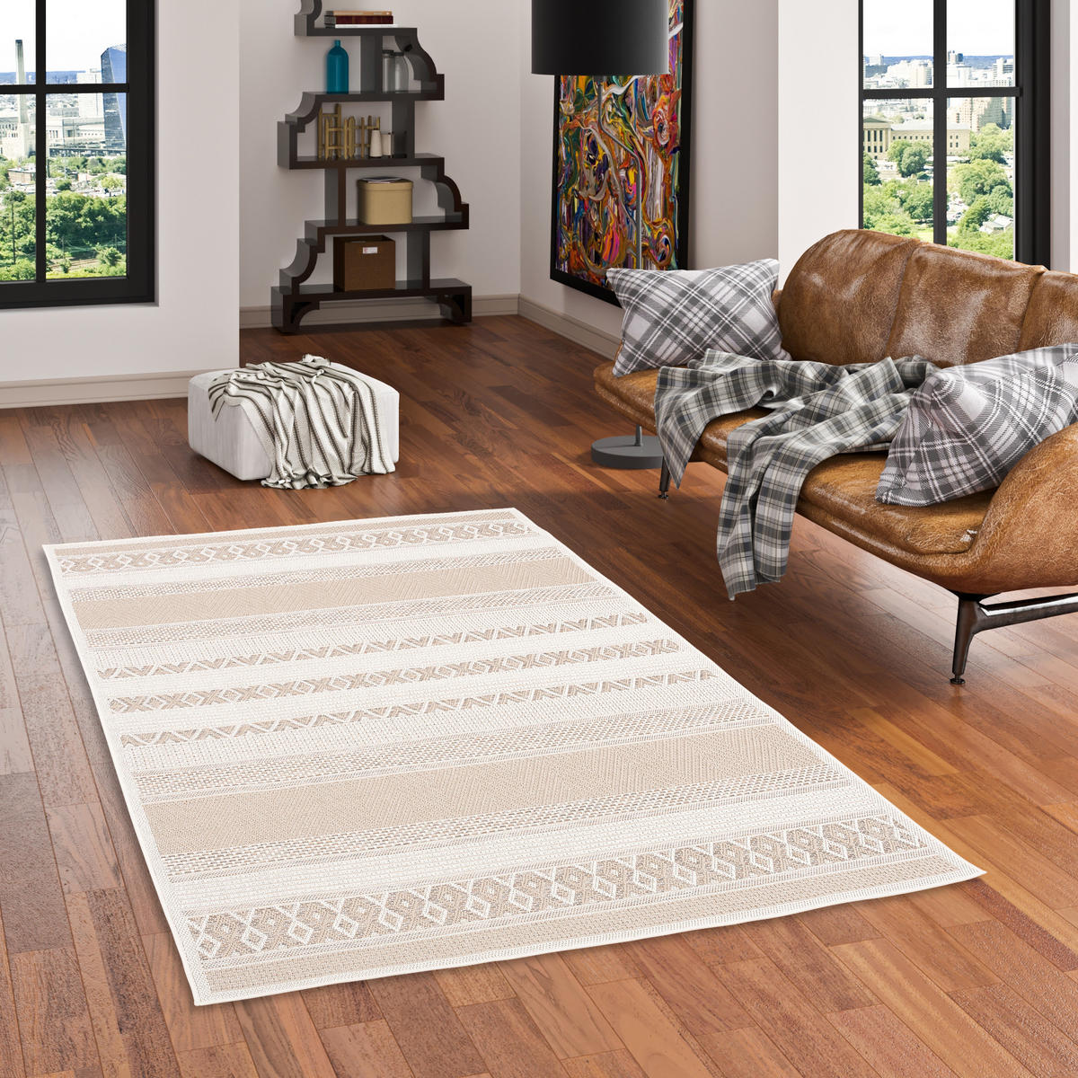 IN & OUTDOOR TEPPICH FLACHGEWEBE OTTAWA STRIPES - Beige, Textil (200/290cm) - Pergamon