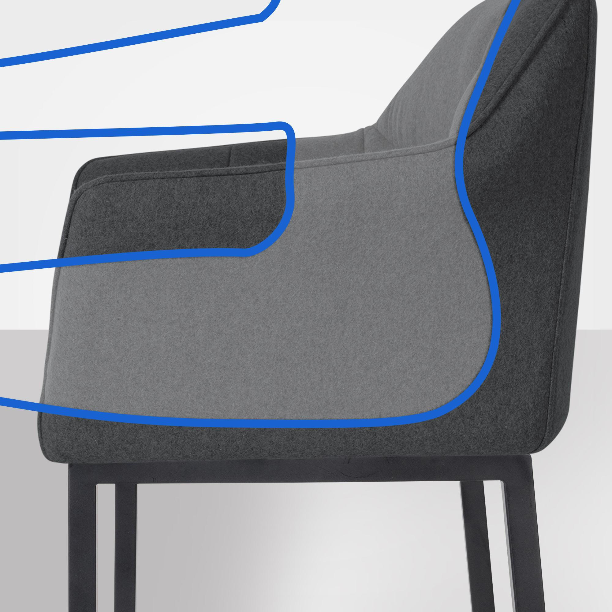 BARHOCKER Filz Anthrazit - Anthrazit/Schwarz, Textil/Metall (64/110/48cm) - CLP