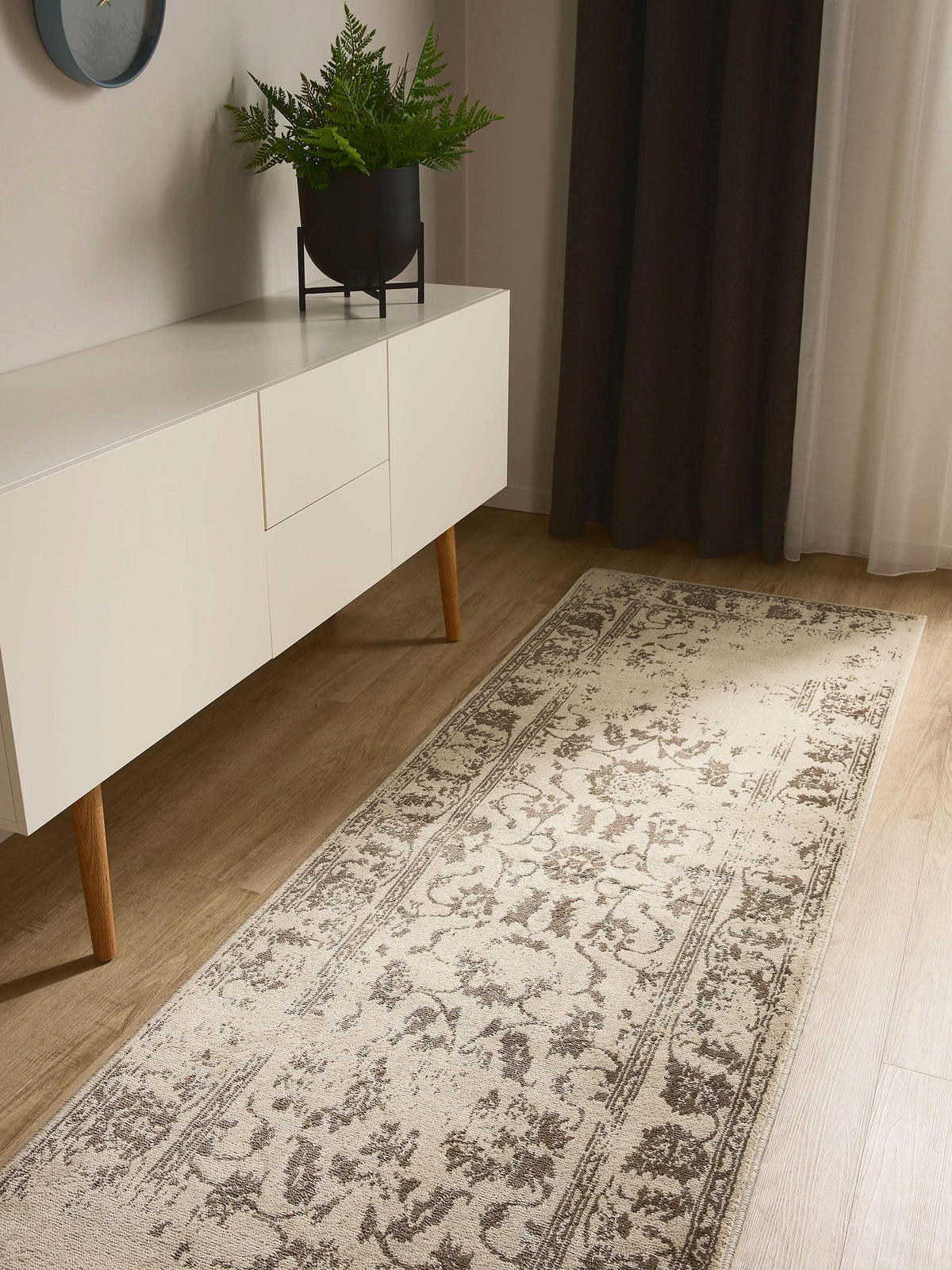 VINTAGE-LÄUFER Suki 80/240 cm - Creme/Braun, Kunststoff (80/240cm) - benuta