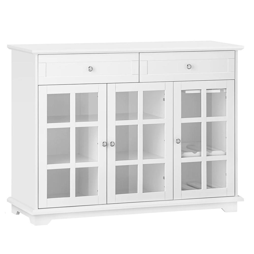 SIDEBOARD 119x90x40 cm Küchenschrank mit Glastür Weiß - Weiß, Holz (119/90/40cm) - Coonoor