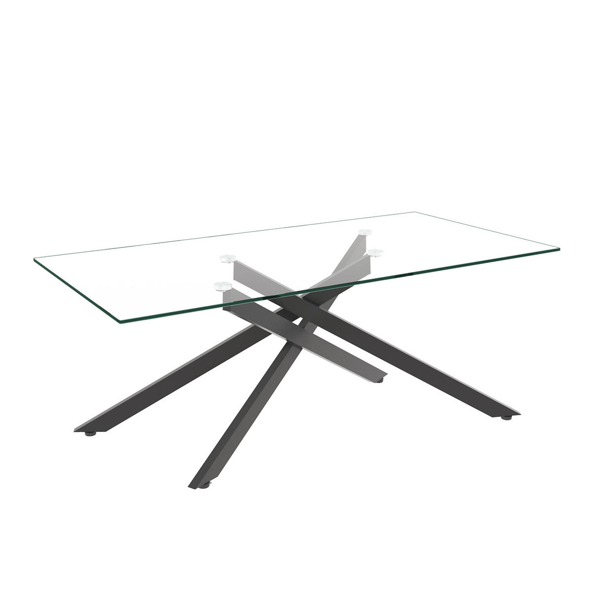 COUCHTISCH 120/60/46 cm mit Sicherheitsglas und schwarzem Metallgestell, pflegeleicht, Schwarz - Schwarz, Glas (120/60/46cm) - Redom