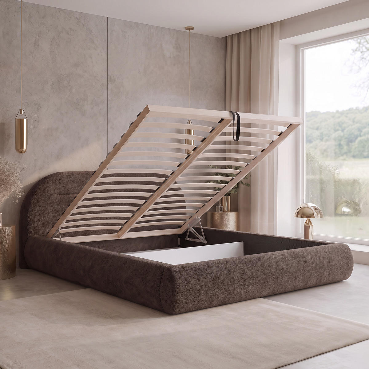 POLSTERBETT AMORIS 120x200 cm, Braun - Braun, Textil (200/120cm) - Fedve