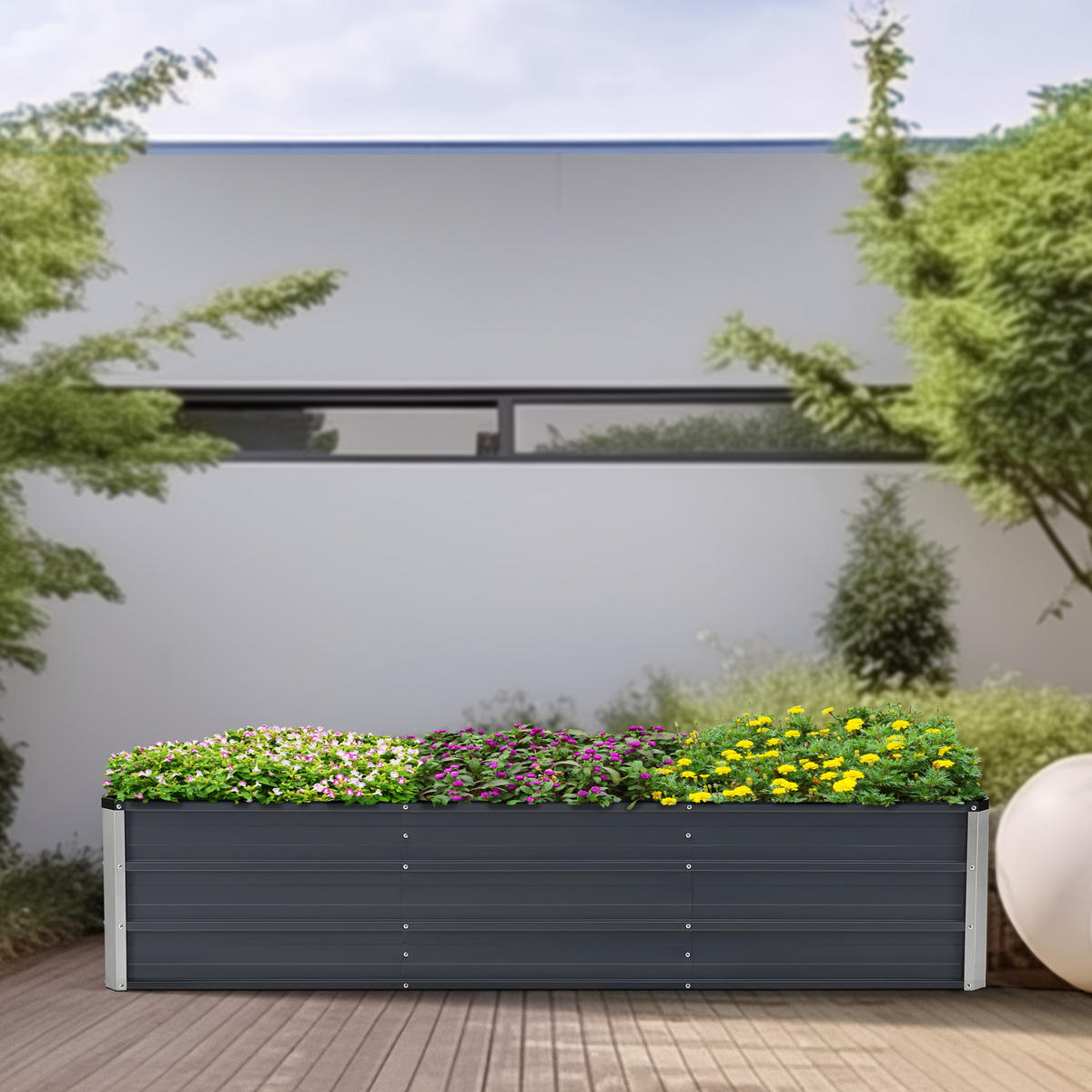 PFLANZBEET Nijmegen - Anthrazit, Metall (240/40/47cm) - [en.casa]