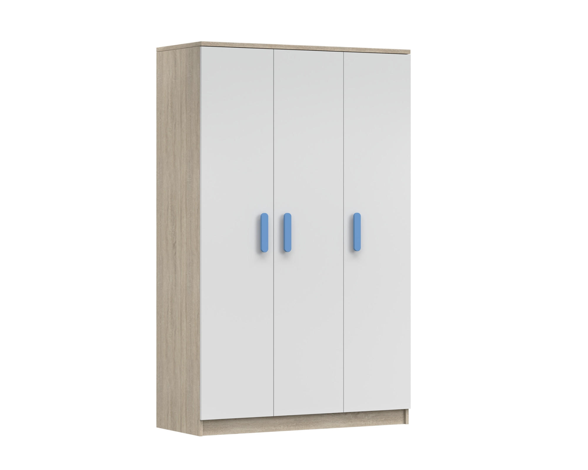 Deine Möbel 24 Kinderkleiderschrank Weiß, Sonoma Eiche, Blau 120x192x50 cm