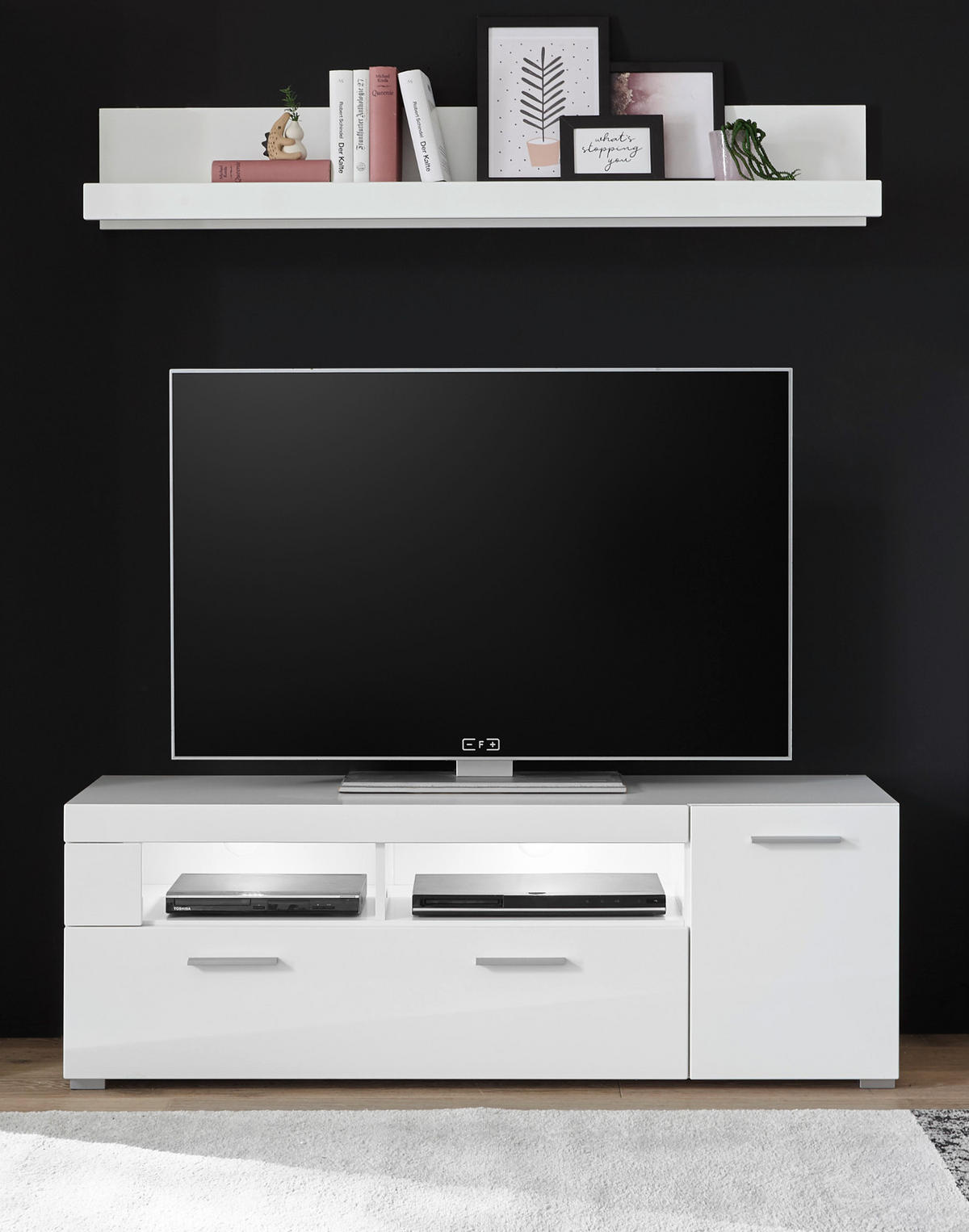 TV-LOWBOARD weiß Hochglanz, TV Unterteil 140 x 48 cm - Chromfarben/Weiß Hochglanz, Holzwerkstoff/Kunststoff (140/48/40cm) - Furn.Design