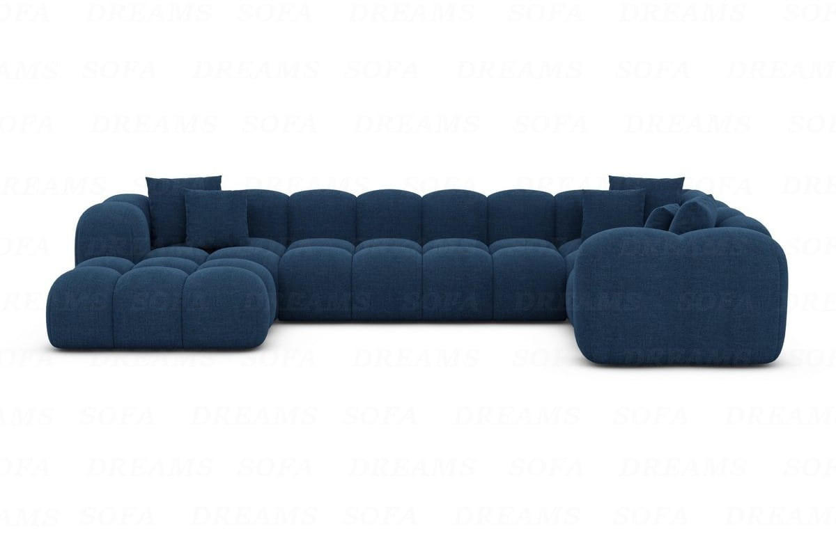WOHNLANDSCHAFT Cloud Blau Strukturstoff - Blau, Kunststoff (314/72/184cm)