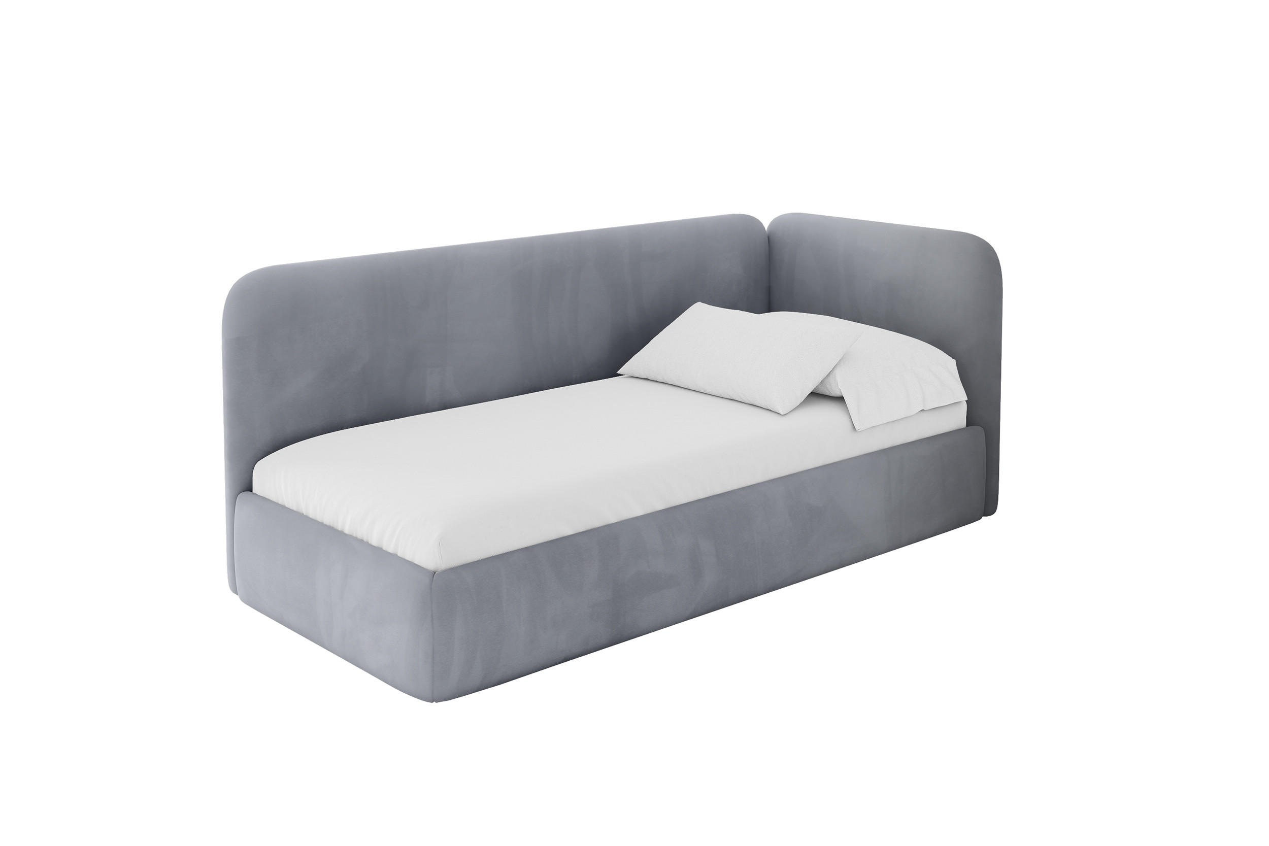 EINZELLBETT Jugendbett mit Bettkasten und Matratze H3/H4, Links - ELSY 100x200 Grau - Grau, Holzwerkstoff/Textil (100/200cm) - ALTDECOR