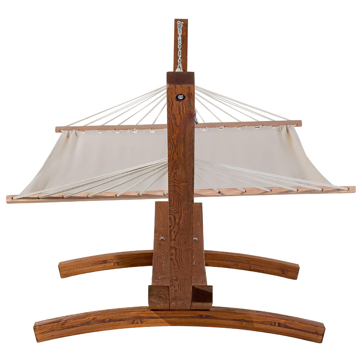 HÄNGEMATTE Weiß Treviso - Dunkelbraun/Weiß, Holz (415/122/124cm) - Beliani