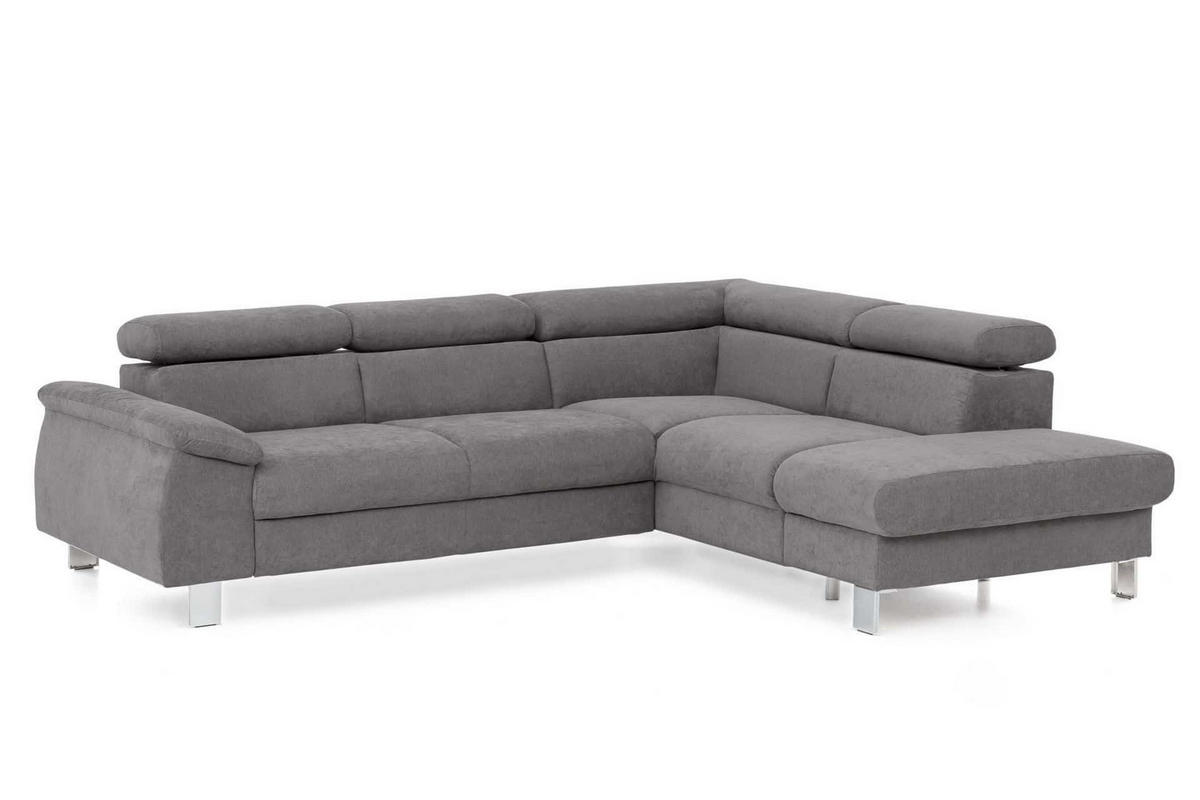 ECKSOFA mit Schlaffunktion und Bettkasten - Chromfarben/Grau, Holz/Textil (207/249cm) - Cotta