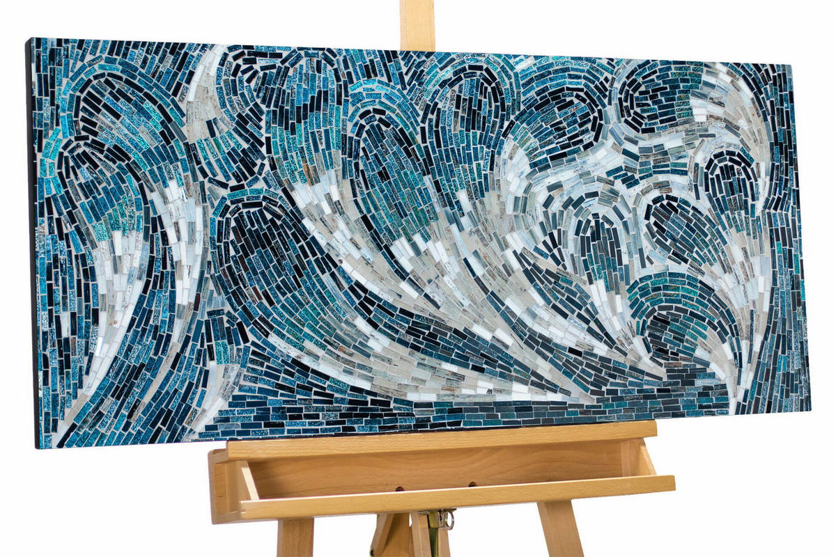 MOSAIK-WANDBILD Blau 100/45 cm - Blau, Glas (4.7/45cm) - KUNSTLOFT