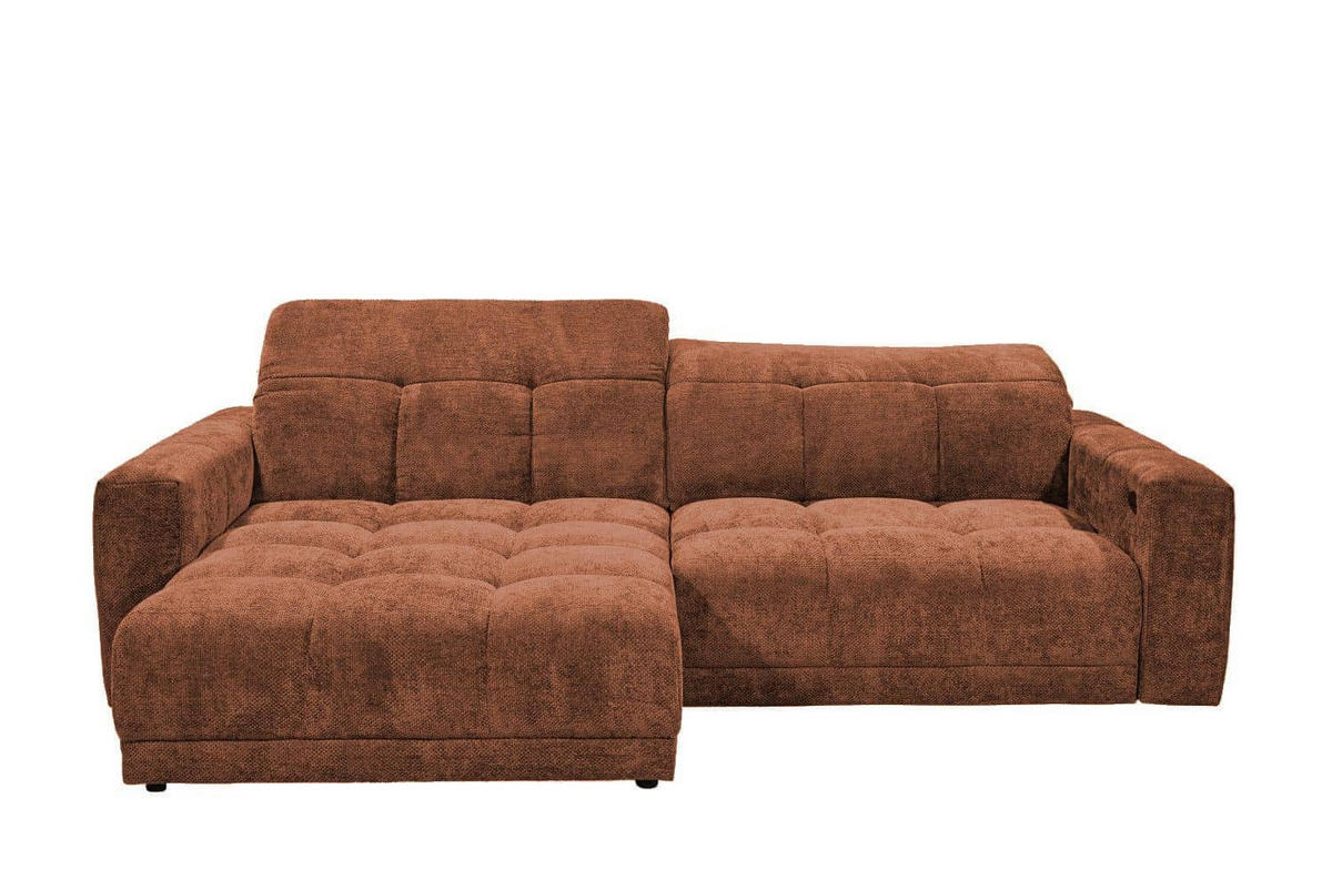 ECKSCHLAFSOFA mit elektronische Sitztiefenverstellung - Fango/Terracotta, Kunststoff/Textil (297/170cm) - ed exciting design