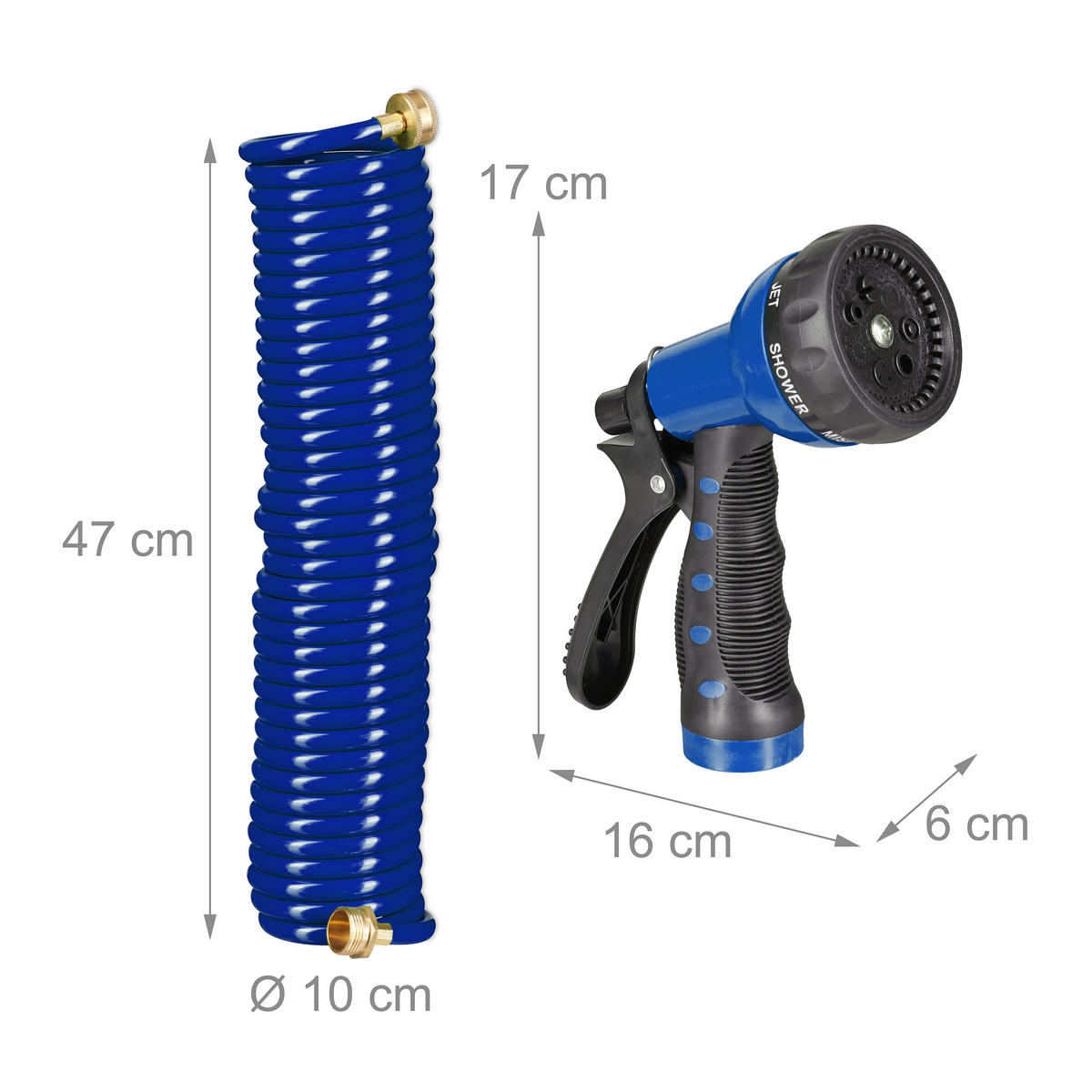 SPIRALSCHLAUCH - Blau, Kunststoff/Metall (15cm) - Relaxdays