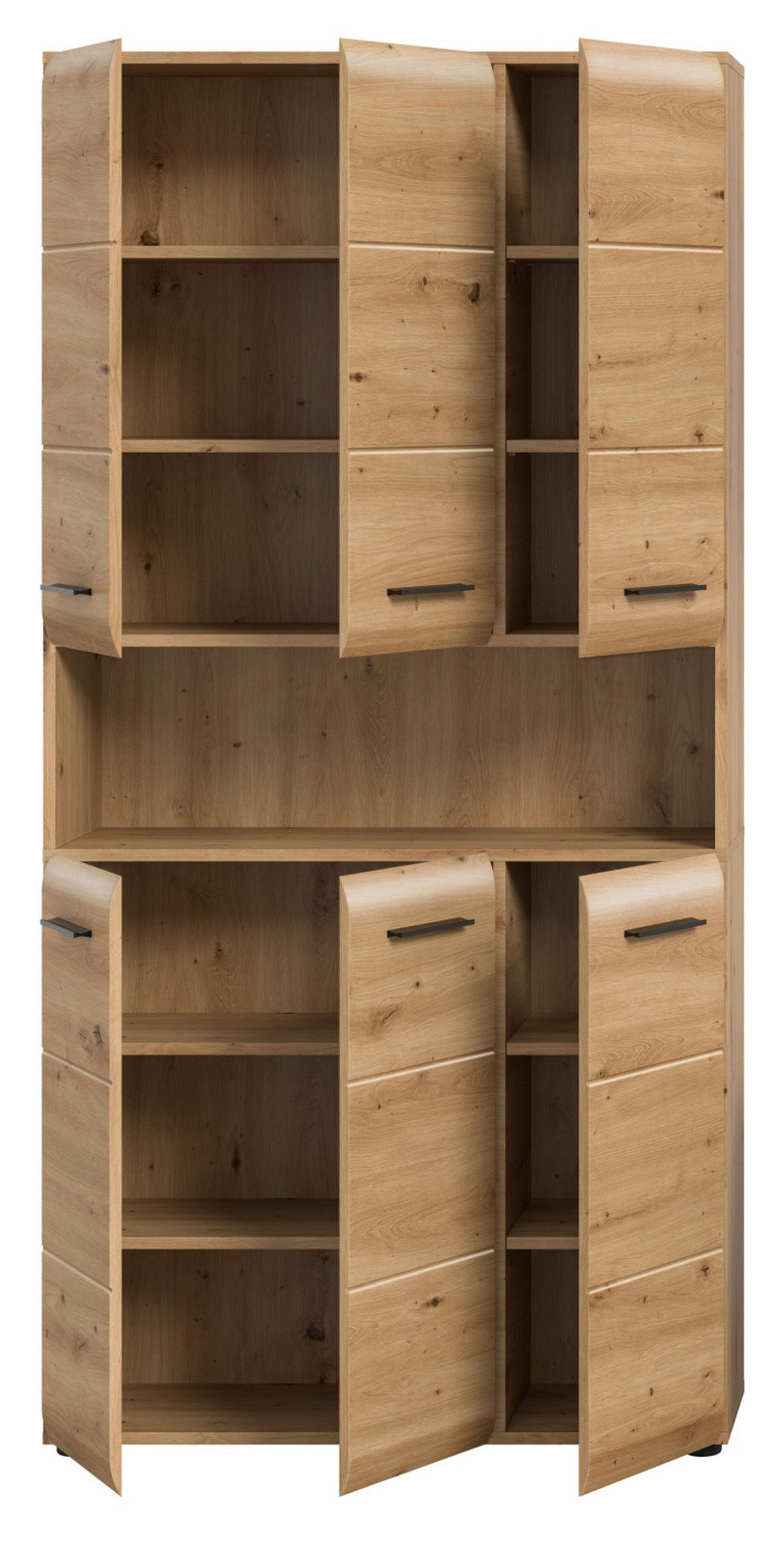 HOCHSCHRANK Artisan Eiche, Badschrank Mehrzweckschrank 90 x 185 cm, Cover - Schwarz/Eiche Artisan, Holzwerkstoff/Kunststoff (90/185/30cm) - Inn.Furn