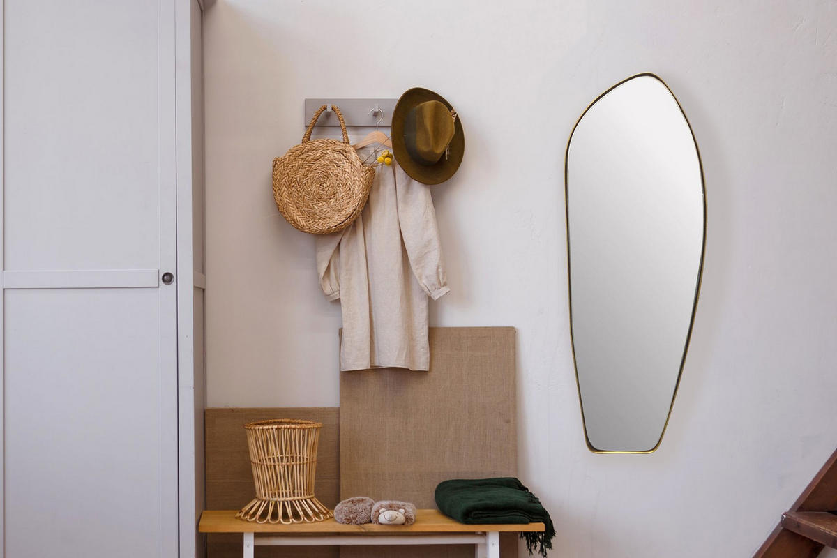 WANDSPIEGEL Asymmetrisch Metall Gold 33x90 cm Modern - Goldfarben, Glas (33/90/3cm) - KADIMA DESIGN
