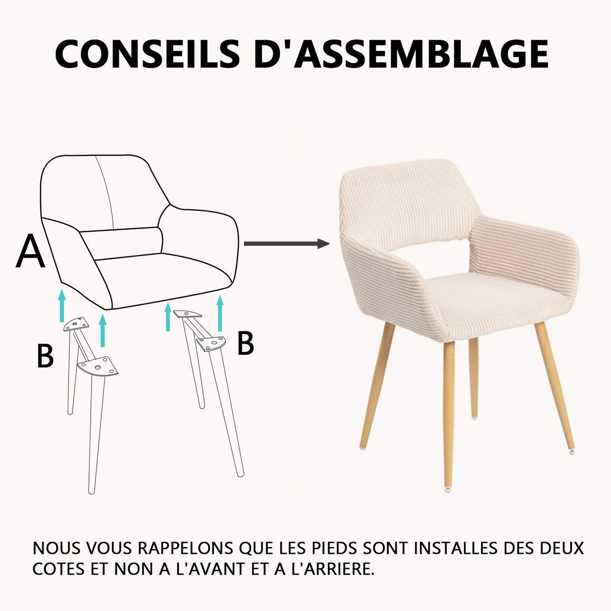 ESSZIMMERSTUHL in Eisen Cord - Beige, Metall (56/78/56cm) - Meubles Cosy