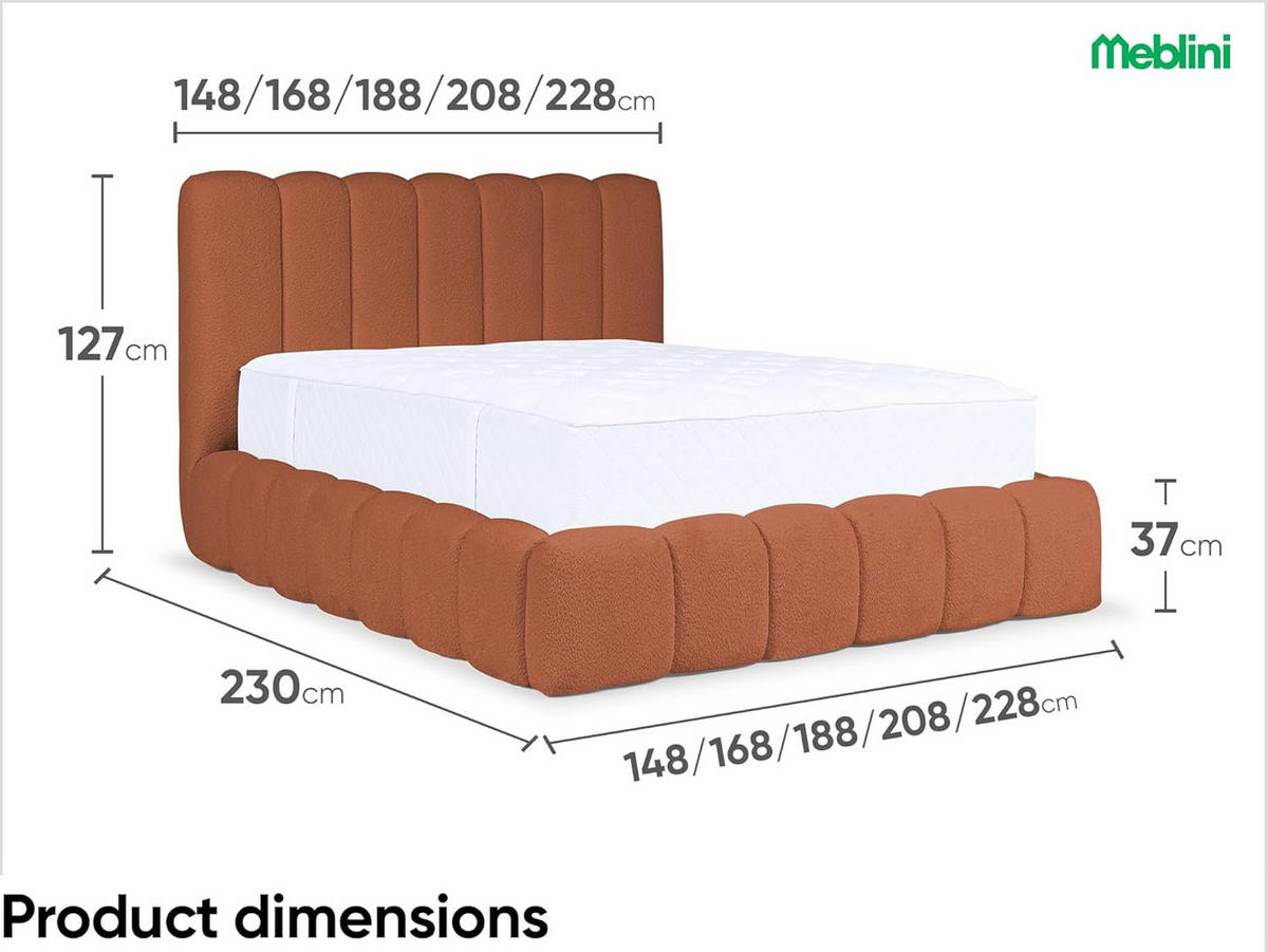 POLSTERBETT Carlos - Orange, Textil (120/200cm) - Meblini