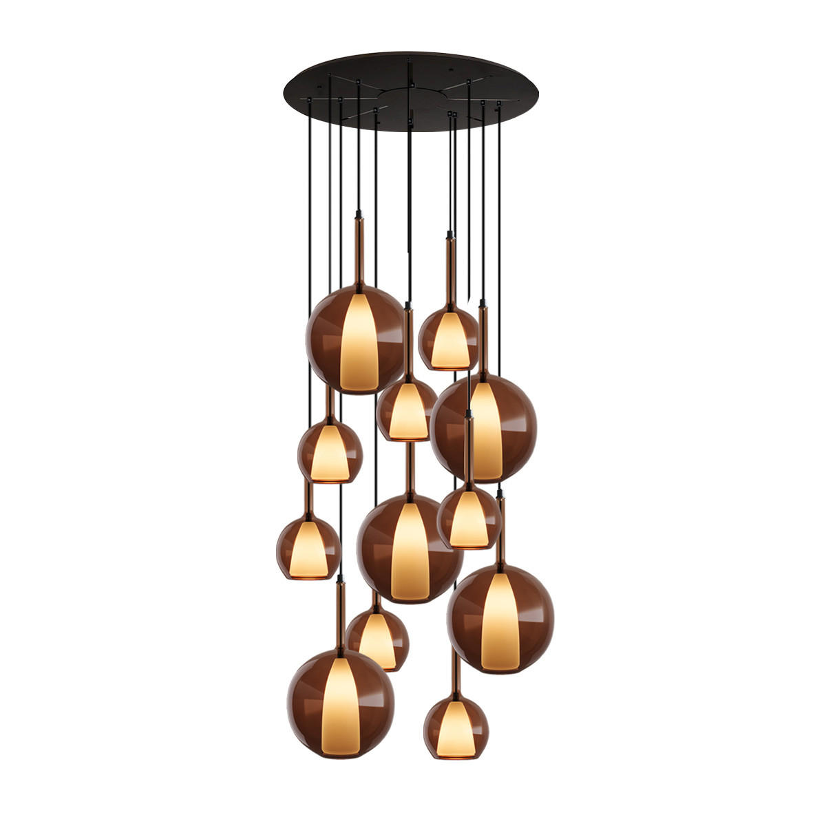 GALERIELEUCHTE Belluna 12-flammig Braun Ø 14/24cm - Braun, Glas (24/24/45cm) - s.luce