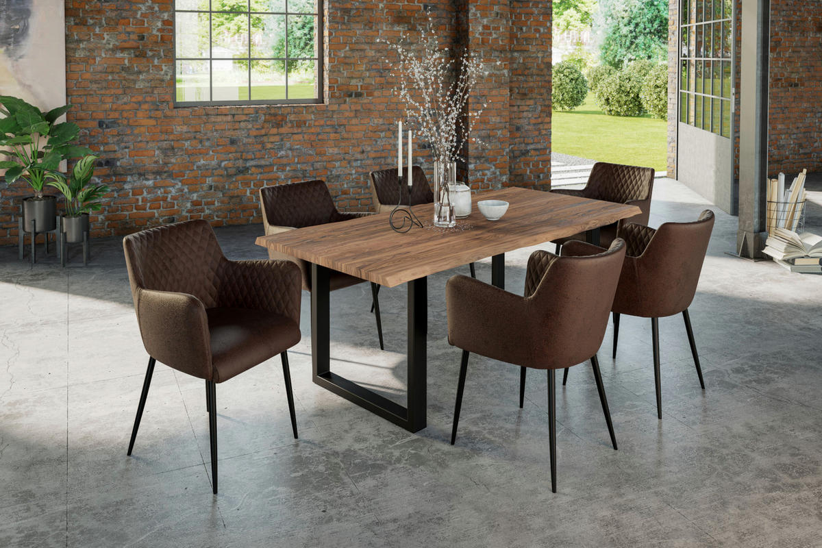 ESSTISCH LAUREN - Beige/Schwarz, Holz/Metall (100/200/77cm) - SAM