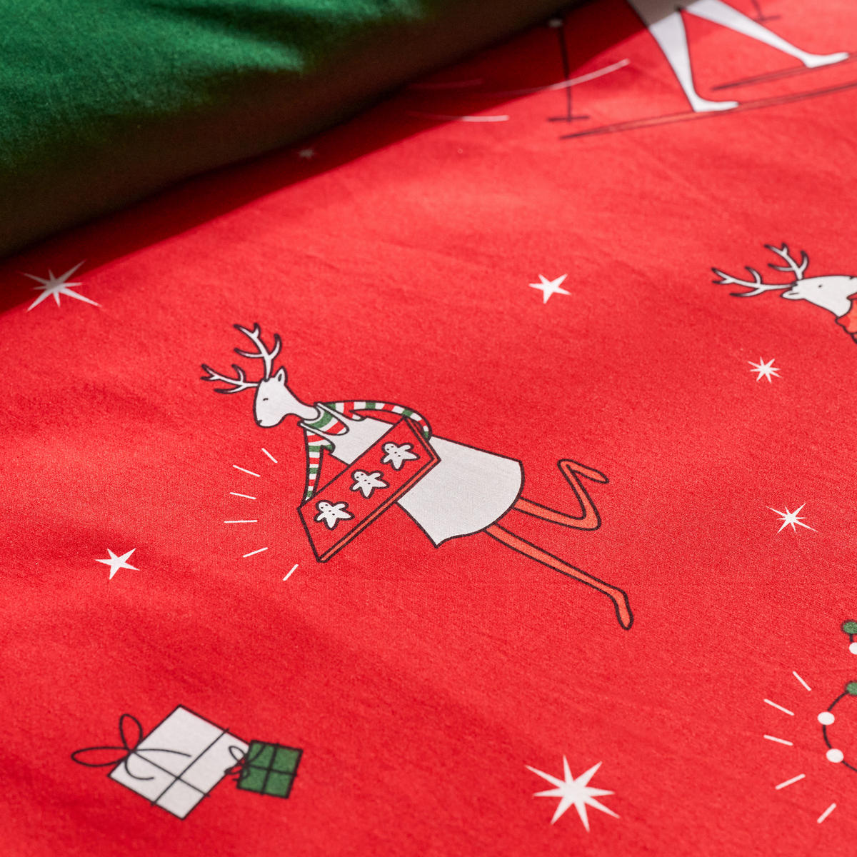 BETTWÄSCHE Baumwoll OLINERINI, 160x200 cm, Rot, Winter Weihnachten Bettbezug, Weihnachtsdeko, Christmas, Weihnachtsmotiv - Rot, Textil (160/200cm) - home&you